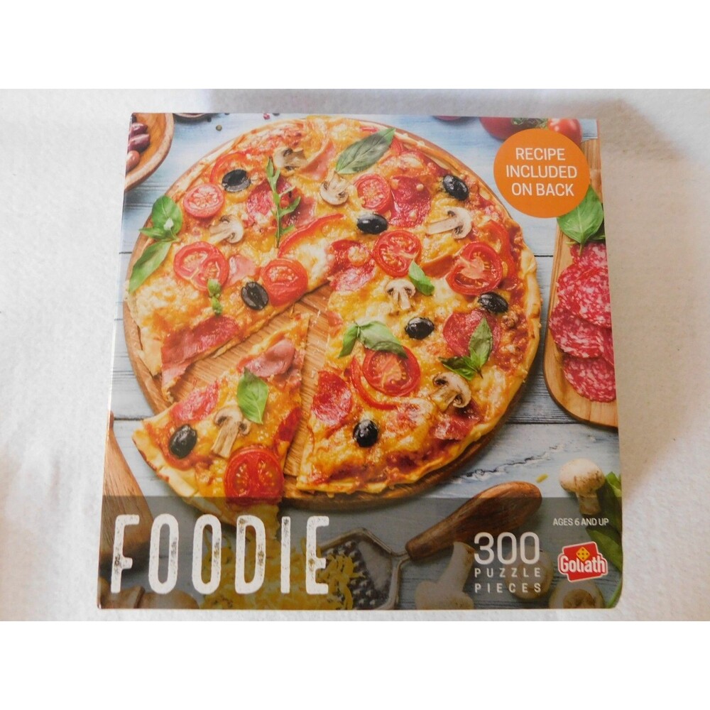 Goliath Foodie Pizza 300 Piece Jigsaw Puzzle W/ Recipie Included 19.5" x 14.25"